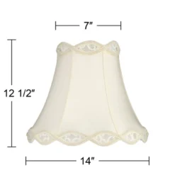 Springcrest Cream Scalloped Gallery Medium Bell Lamp Shade 7" Top X 14" Bottom X 12.5" High (Spider) Replacement With Harp And Finial -Interior furniture GUEST 5542386e b7db 4754 a20f 55f282e6f0f2
