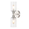 JONATHAN Y Jules Edison Cylinder 2-Light Iron/Seeded Glass Farmhouse Contemporary LED Wall Sconce
