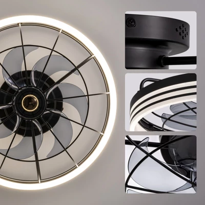 Ludomide Minimalist Flush Mount Ceiling Fan, Black Round Ceiling Fans With Lights And Remote, 20" Low Profile Dimmable Bladeless Caged Ceiling Fan 8 Ludomide Minimalist Flush Mount Ceiling Fan, Black Round Ceiling Fans With Lights And Remote, 20" Low Profile Dimmable Bladeless Caged Ceiling Fan - Image 6
