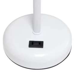 19.5" Bedside Power Outlet Base Metal Table Desk Lamp In White Fabric Shade - Creekwood Home -Interior furniture GUEST 55e76455 5f76 4114 b613 3d65b122caa6