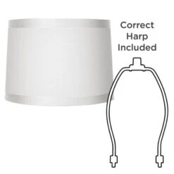 Springcrest Off-White Fabric Medium Drum Lamp Shade 13" Top X 14" Bottom X 10" High (Spider) Replacement With Harp And Finial -Interior furniture GUEST 57a2c910 d7cc 4d79 bfce f155db58cdfd