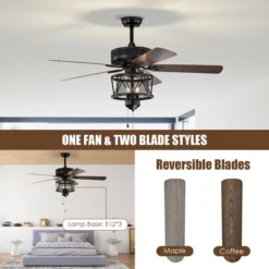 Tangkula 50" Ceiling Fan With Lights Reversible Blades W/ Pull Chain Control Living Room -Interior furniture GUEST 58833084 44e8 48a8 8f24 77cf8eb2073c