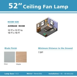Costway 52'' Ceiling Fan With Light Nickel Plated Color Wooden Blades W/Remote Control -Interior furniture GUEST 58f63881 9688 48ce 84c9 d567683c4329