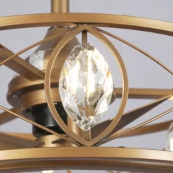 Parrot Uncle 22" Modern Brass Gold Crystal Caged Ceiling Fan Fandelier -Interior furniture GUEST 5926d4dc df79 4e68 b87b d38947554654