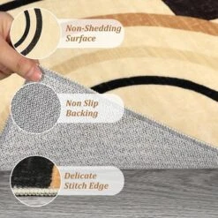 Abstract Kitchen Runner Rug, Washable Non-Slip Soft Low Pile Modern Geometric Indoor Carpet For Hallway Laundry Bathroom Bedroom