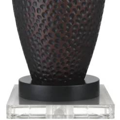 Franklin Iron Works Kaly Rustic Table Lamps With Square Risers 25" High Set Of 2 Oil Rubbed USB Charging Port Bronze Drum Shade For Living Room Desk -Interior furniture GUEST 5a998ad3 2578 4574 983c d495916aea4a