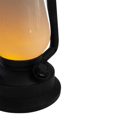 Northlight 12" Black Battery Operated Faux Flame LED Hurricane Lantern 5 Northlight 12" Black Battery Operated Faux Flame LED Hurricane Lantern - Image 3