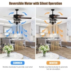 Tangkula 50" Ceiling Fan With Lights Reversible Blades W/ Pull Chain Control Living Room -Interior furniture GUEST 5b6a04a6 8230 4ca1 9604 6d480a22fe3b
