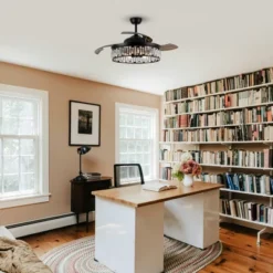 Parrot Uncle 52" Modern Black Crystal Smart Ceiling Fan, Works With Google Home/Alexa/Tuya -Interior furniture GUEST 5b9b2ad3 4040 4c88 9af0 b975404350c9