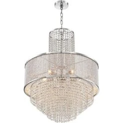 Vienna Full Spectrum Pioggia Chrome Pendant Chandelier 23 1/2" Wide Modern Crystal 5-Light Fixture For Dining Room House Foyer Kitchen Island Entryway -Interior furniture GUEST 5bbea872 6b51 4d10 a91b 1744b551ad9d