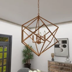 Modern Metal Chandelier With Link Style Chain Gold - Olivia & May -Interior furniture GUEST 5c9a255a a024 46ac 921b 27a4ded155c0