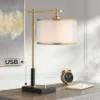 Possini Euro Design Possini Euro Hayven Desk Lamp With Dual USB Ports In Warm Gold With Black -Interior furniture GUEST 5ca876ff 6998 4771 a451 488c688bfe15