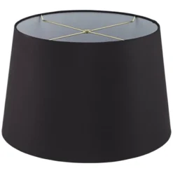 Springcrest Black Faux Silk Large Tapered Drum Lamp Shade 14" Top X 17" Bottom X 11" Slant X 11" High (Spider) Replacement With Harp And Finial -Interior furniture GUEST 5d528bc6 ab16 4ad2 9628 e57da529fdca