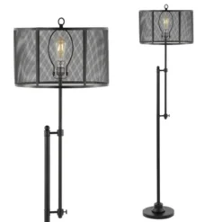 64.5" Noah Modern Industrial Iron Height-Adjustable LED Floor Lamp Black (Includes LED Light Bulb) - JONATHAN Y -Interior furniture GUEST 5ded7a55 0466 4ccf ac33 e50300cf2efd