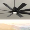 Casa Vieja 54" Inspirit Modern Indoor Outdoor Ceiling Fan 8 Blade LED Light Remote Control Matte Black Finish Bedroom Patio Living Room Damp Rated
