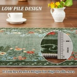 8x10 Washable Rugs Non Slip - Large Floral Area Rug For Living Room, Bedroom (Green) -Interior furniture GUEST 5ebdcf84 e11b 432b 8553 8d72a5c8bc99