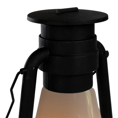 Northlight 12" Black Battery Operated Faux Flame LED Hurricane Lantern 4 Northlight 12" Black Battery Operated Faux Flame LED Hurricane Lantern - Image 2
