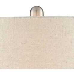 360 Lighting Kate Modern Coastal Table Lamp With Round Riser 25 3/4" High Blue Ceramic Oatmeal Fabric Drum Shade For Bedroom Living Room Bedside Kids