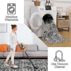 Modern Washable Rugs Rug For Living Room Soft Bedroom Rug Geometric Farmhouse Large Area Rug Non Slip Throw Rugs Non Shedding Stain