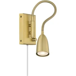 360 Lighting Lido Mid Century Modern Wall Lamp Warm Gold Plug-in 2 1/4" Fixture Adjustable Gooseneck For Bedroom Reading Living Room Hallway House -Interior furniture GUEST 5ff396a4 7f3d 4c03 b7ba ce422d6cc630