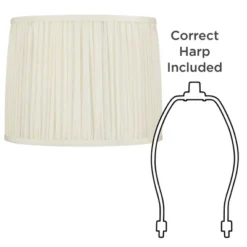 Springcrest Cascade 13" Top X 14" Bottom X 11" High X 11" Slant Lamp Shade Replacement Medium White Drum Round Modern Silk Pleated Washer Harp Finial -Interior furniture GUEST 6002668b 006e 482a b483 a32823203a6b
