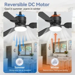 Airsurfer 42 Inch Black Wood Ceiling Fan, Quiet DC Motor Indoor Outdoor Ceiling Fans With Lights Remote Control -Interior furniture GUEST 609f3fec 5387 42b7 adfd c081fd109517
