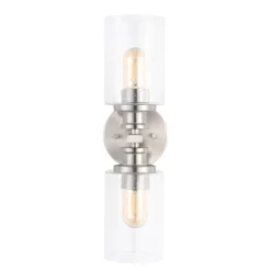 JONATHAN Y Jules Edison Cylinder 2-Light Iron/Seeded Glass Farmhouse Contemporary LED Wall Sconce -Interior furniture GUEST 610772f9 5f01 4a88 9ab5 7a340a077296