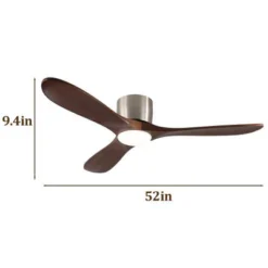 TOBILI 52-inch Ceiling Fan With Light,3 Light Walnut Wood Blades,Reversible For Living Room