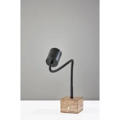 Adesso Rutherford Desk Lamp (Includes LED Light Bulb) Black: Travertine Base, Gooseneck, Touch Sensor -Interior furniture GUEST 615c1b61 eebf 46e9 92a2 2599afa70b4f
