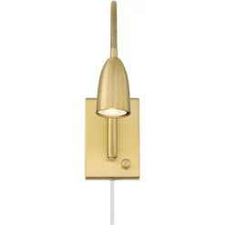 360 Lighting Lido Mid Century Modern Wall Lamp Warm Gold Plug-in 2 1/4" Fixture Adjustable Gooseneck For Bedroom Reading Living Room Hallway House -Interior furniture GUEST 61fd6879 dd95 4156 8d0b 0544a4996898