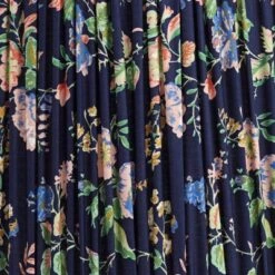 Springcrest Sally 13" Top X 15" Bottom X 12" High X 12" Slant Print Lamp Shade Replacement Medium Navy Blue Pleated Rose Floral Spider Harp Finial