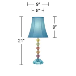 360 Lighting Bohemian Country Cottage Accent Table Lamp With Table Top Dimmer 21" High Teal Blue Stacked Glass For Bedroom Living Room Bedside Office -Interior furniture GUEST 6306b16d f1dc 4d32 bb3c 390cf8d12757