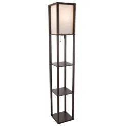 Hastings Home Floor Lamp – Etagere Style Standing Light With 3 Tiers Of Storage Shelving, Brown -Interior furniture GUEST 6442e153 98bb 473d 97a0 dd0ad913d970