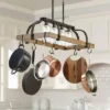 Franklin Iron Works Eldrige Bronze Faux Wood Pot Rack Linear Pendant Chandelier 36 1/2" Wide Rustic Farmhouse Seeded Glass 4-Light For Dining Room -Interior furniture GUEST 6456aba3 1ac7 4421 bac1 da09b3adb574