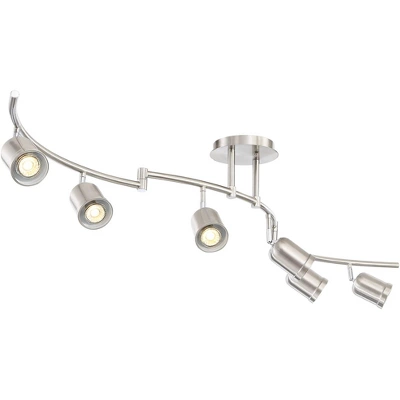 Pro Track Rhodes 6-Head LED Ceiling Track Light Fixture Kit Spot Light GU10 Silver Brushed Nickel Finish Metal Modern Kitchen Bathroom Dining 63" Wide 7 Pro Track Rhodes 6-Head LED Ceiling Track Light Fixture Kit Spot Light GU10 Silver Brushed Nickel Finish Metal Modern Kitchen Bathroom Dining 63" Wide - Image 5