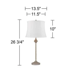 360 Lighting Lynn Country Cottage Buffet Table Lamps 26 3/4" High Set Of 2 Beige Wood White Drum Shade For Bedroom Living Room Bedside Nightstand Kids -Interior furniture GUEST 665c3319 bfc9 41bf aa11 30d8e6248106