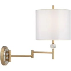 Possini Euro Design Kohle Modern Swing Arm Wall Lamp Polished Brass Plug-in Light Fixture White Inner Sheer Outer Drum Shade For Bedroom Bedside House 15 Possini Euro Design Kohle Modern Swing Arm Wall Lamp Polished Brass Plug-in Light Fixture White Inner Sheer Outer Drum Shade For Bedroom Bedside House -Interior furniture GUEST 6661231b d3a5 415a b447 598ee68a0ccd