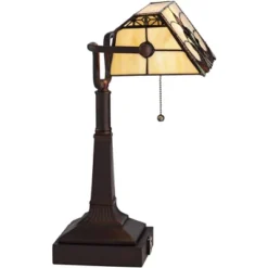 Robert Louis Tiffany Fleura 17" High Small Rustic Traditional Banker Desk Lamps Set Of 2 Brown Bronze Finish Metal Home Office Living Room Bedroom -Interior furniture GUEST 68b4eeab b4d9 4937 b396 26f6b189235e