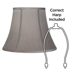 Springcrest Collection Set Of 2 Softback Round Bell Lamp Shades Pewter Gray Medium 8" Top X 14" Bottom X 11" Slant Spider With Harp And Finial Fitting 12 Springcrest Collection Set Of 2 Softback Round Bell Lamp Shades Pewter Gray Medium 8" Top X 14" Bottom X 11" Slant Spider With Harp And Finial Fitting -Interior furniture GUEST 68e2f826 0360 469d 93d6 659303f2775a