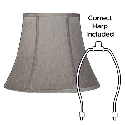 Springcrest Collection Set Of 2 Softback Round Bell Lamp Shades Pewter Gray Medium 8" Top X 14" Bottom X 11" Slant Spider With Harp And Finial Fitting 7 Springcrest Collection Set Of 2 Softback Round Bell Lamp Shades Pewter Gray Medium 8" Top X 14" Bottom X 11" Slant Spider With Harp And Finial Fitting - Image 5