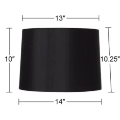 Springcrest Black Medium Hardback Drum Lamp Shade 13" Top X 14" Bottom X 10.25" Slant X 10" High (Spider) Replacement With Harp And Finial -Interior furniture GUEST 6915eca9 67ac 47fe 9109 66964fee2a58