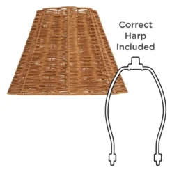 Springcrest 8" Top X 16" Bottom X 11" High X 11" Slant Lamp Shade Replacement Medium Brown Empire Rustic Natural Dark Rattan Spider Harp Finial -Interior furniture GUEST 6a5a9ca3 00fd 4c63 813b 9e8e5d070dc4
