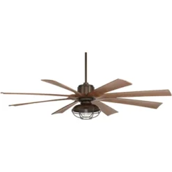 70" Possini Euro Design Defender Industrial Indoor Outdoor Ceiling Fan With Dimmable LED Light Remote Oil Rubbed Bronze Koa Cage Damp Rated For Patio -Interior furniture GUEST 6a99b303 2e4e 4039 8520 511191580033