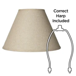 Springcrest Fine Burlap Medium Empire Lamp Shade 6.5" Top X 15" Bottom X 10" High X 10.75" Slant (Spider) Replacement With Harp And Finial -Interior furniture GUEST 6acd59d3 06e6 4887 948b c1d7ef421c21