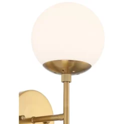 Possini Euro Design Oso Mid Century Wall Light Sconces Set Of 2 Soft Gold Hardwire 6" 2-Light Fixture Opal Glass For Bedroom Home -Interior furniture GUEST 6b0fee75 55e0 46ee 8c68 de84d543e3b4
