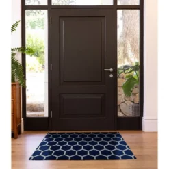 2'x3' Colorstar Honeycomb Indoor Door Mat Blue/Gray - Bungalow Flooring