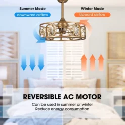 Parrot Uncle 22" Modern Brass Gold Crystal Caged Ceiling Fan Fandelier -Interior furniture GUEST 6ce3ad09 23e4 4099 b314 45273ba0f984