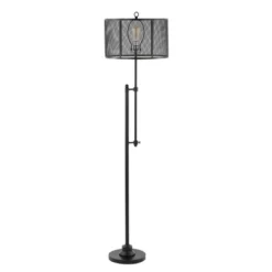 64.5" Noah Modern Industrial Iron Height-Adjustable LED Floor Lamp Black (Includes LED Light Bulb) - JONATHAN Y -Interior furniture GUEST 6ce831ed 9b0d 4da7 96d9 4ad16f699a15