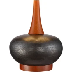 360 Lighting Andi Modern Mid Century Table Lamp 24 1/2" High Hammered Brown Ceramic Red Oak Wood Off White Shade For Bedroom Living Room Bedside Desk -Interior furniture GUEST 6d7bc6c6 bfe9 4cb9 a63c 3a781b6d4320