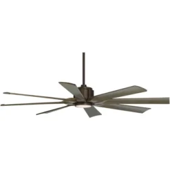 Possini Euro Design 60" Defender Farmhouse Rustic Indoor Outdoor Ceiling Fan 8 Blade LED Light Remote Control Bronze Oak Finish Blades Bedroom -Interior furniture GUEST 6d8778d9 b820 42df 9467 33f24a737447